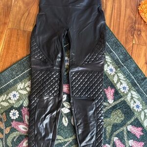 SPANX Black moto Leggings with Red Branded Tag S